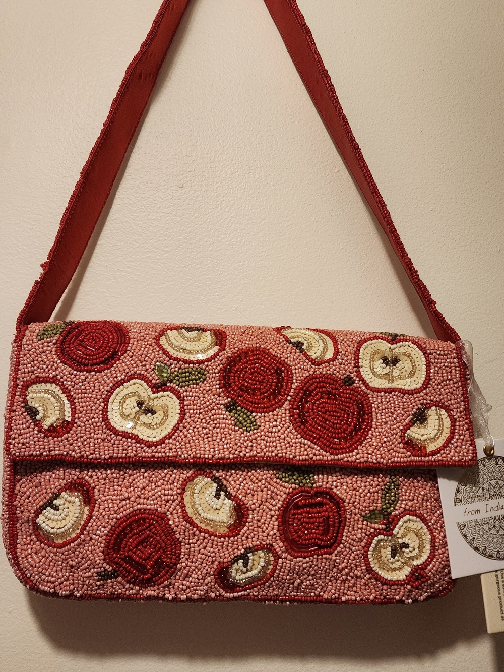 Beaded Red Apple Shoulder Bag
